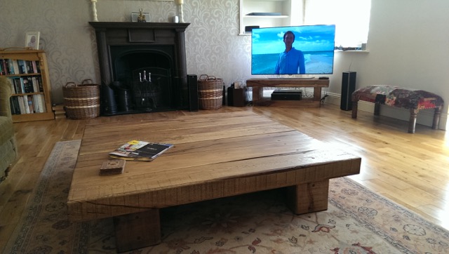 Handmade Large Square Chunky Solid, Large Square Natural Wood Coffee Table