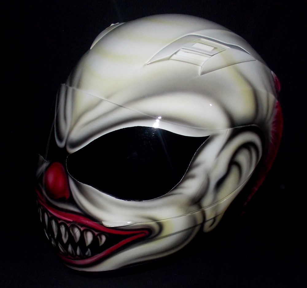 Mad Killer Scary Clown Motorcycle Airbrush Helmet Custom Helmet Red