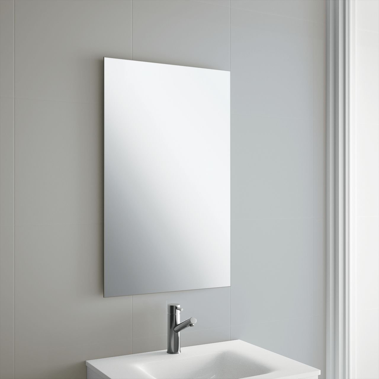 50 x 70cm Frameless Rectangle Bathroom Mirror with Wall ...