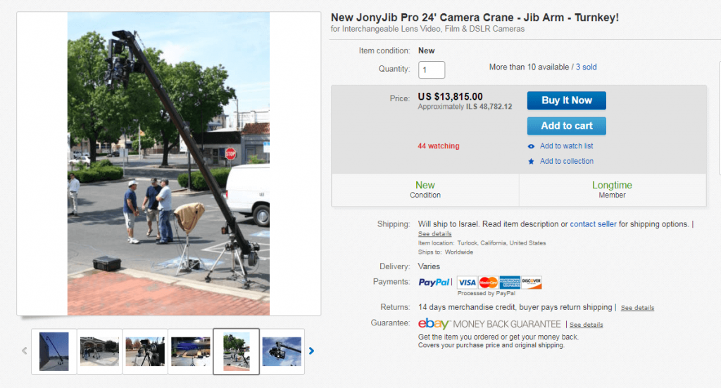Cam crane sold on eBay