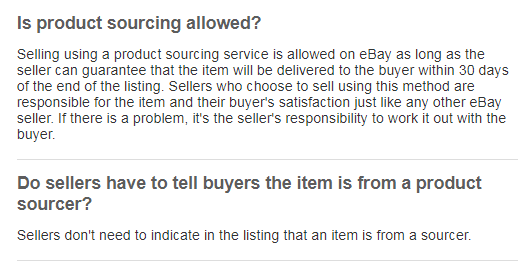 eBay dropshipping policy