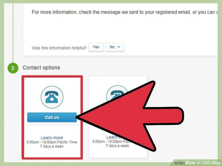 ebay customer service call us button