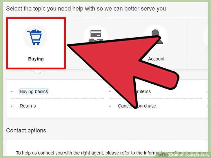 ebay customer service category selection