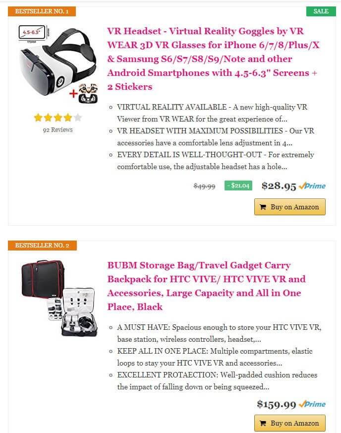 top selling VR products amazon