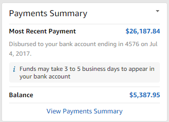 amazon seller central Payments Summary