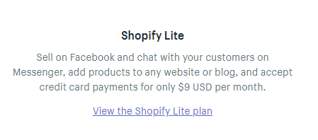 shopify lite plan